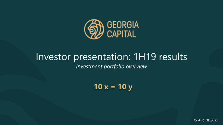 investor presentation 1h19 results