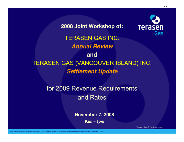 for 2009 revenue requirements and rates