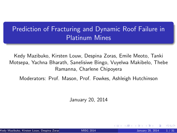 prediction of fracturing and dynamic roof failure in