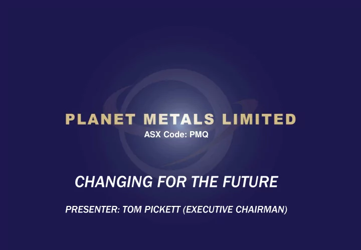 changing for the future