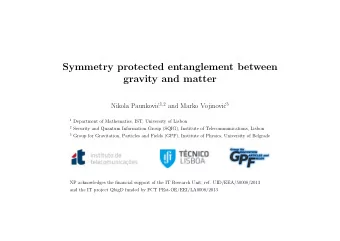 Symmetry protected entanglement between  gravity and matter c 1 , 2 and Marko Vojinovi c 3