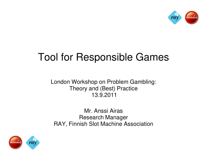 tool for responsible games