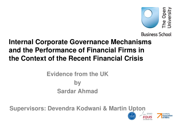 internal corporate governance mechanisms and the