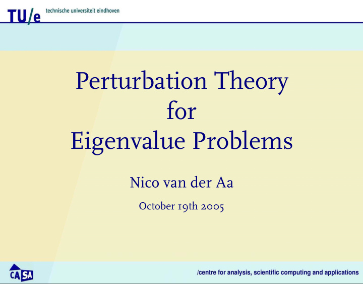perturbation theory for eigenvalue problems