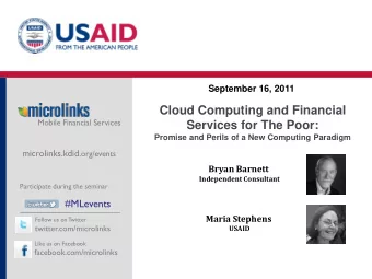 Cloud Computing and Financial  Mobile Financial Services  Services for The Poor:  Promise and