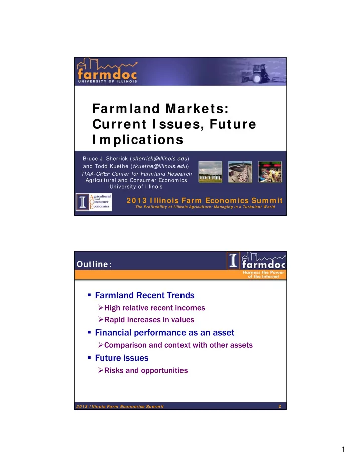 farm land markets current i ssues future i m plications
