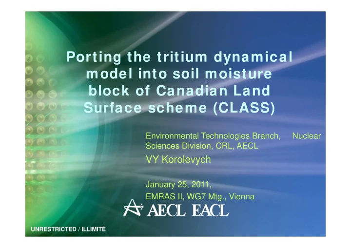 porting the tritium dynamical model into soil moisture