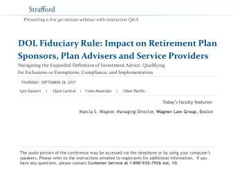 DOL Fiduciary Rule: Impact on Retirement Plan  Sponsors, Plan Advisers and Service Providers