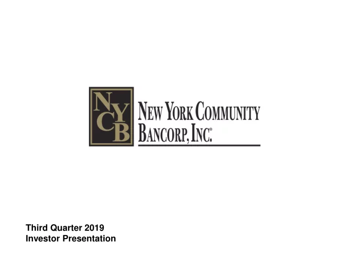 third quarter 2019 investor presentation cautionary