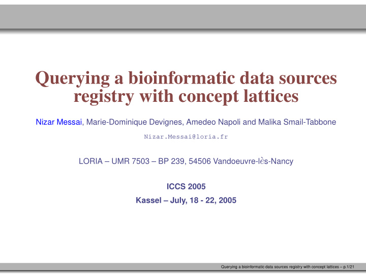 querying a bioinformatic data sources registry with
