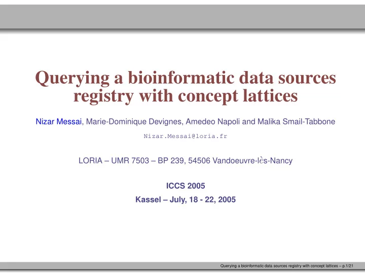 querying a bioinformatic data sources registry with