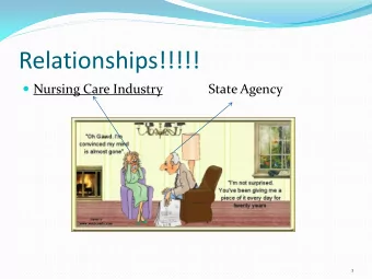 Relationships!!!!!  Nursing Care Industry  State Agency  1  Health Facilities Planning Act