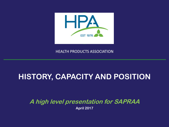history capacity and position