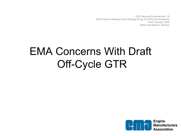 ema concerns with draft off cycle gtr effective off cycle