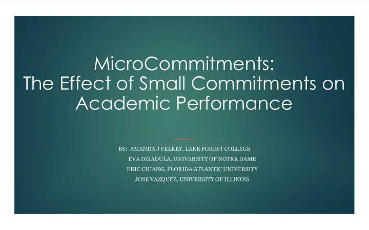 the effect of small commitments on