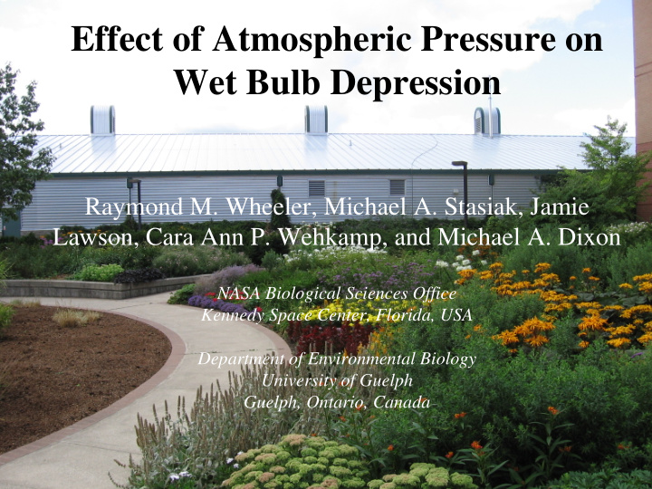 effect of atmospheric pressure on wet bulb depression