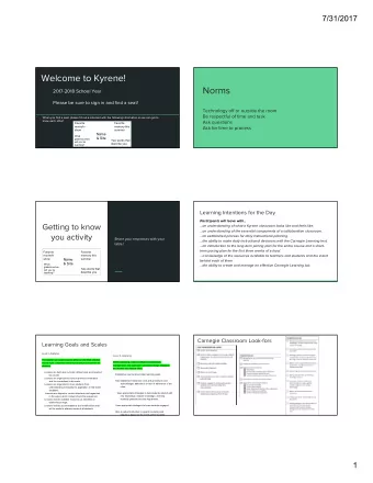 Welcome to Kyrene!  Norms  2017-2018 School Year  Please be sure to sign in and find a seat!