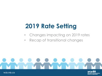 2019 Rate Setting  Changes impacting on 2019 rates    Recap of transitional changes    Rate