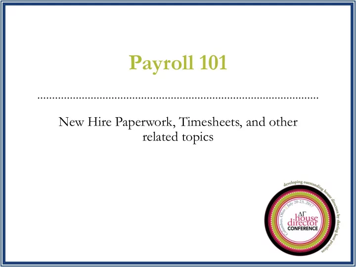 payroll 101