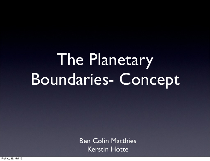 the planetary boundaries concept