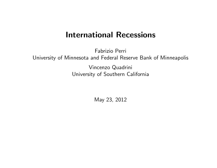 international recessions