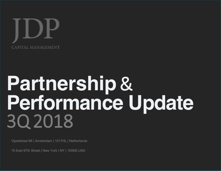 partnership performance update 3q 3q 2018 2018