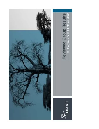 Reviewed Group Results  for the year ended 31 March 2009  for the year ended 31 March 2009  Agenda