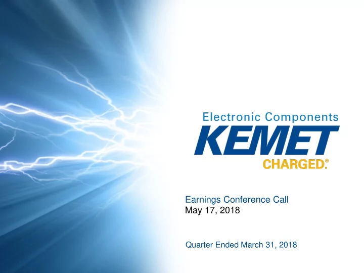 earnings conference call may 17 2018