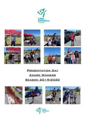 Presentation Day  Award Winners  Season 2019/2020  Track  Field 1 st 1 st U6G:  Freya Williams