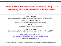 extreme weather over north america arising from