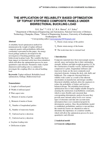 THE APPLICATION OF RELIABILITY BASED OPTIMIZATION  OF TOPHAT STIFFENED COMPOSITE PANELS UNDER