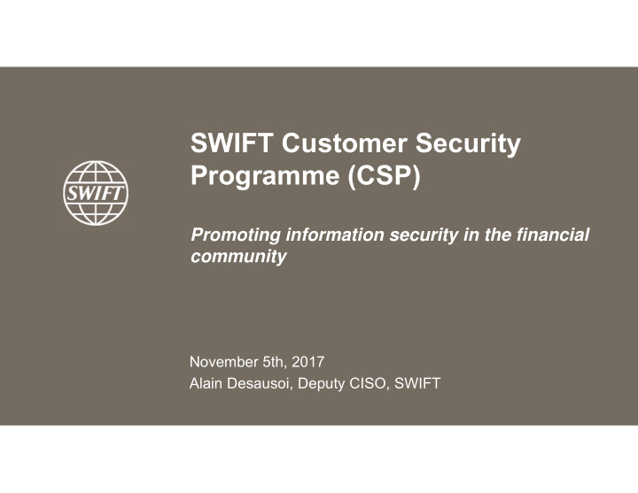 swift customer security programme csp