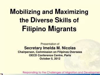 headed by a Chairperson  STOCK ESTIMATE OF FILIPINOS OVERSEAS  AS OF DECEMBER 2010  Total: