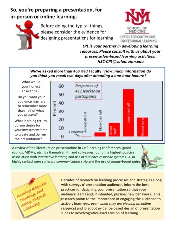 So, youre preparing a presentation, for  in-person or online learning.  Before doing the typical