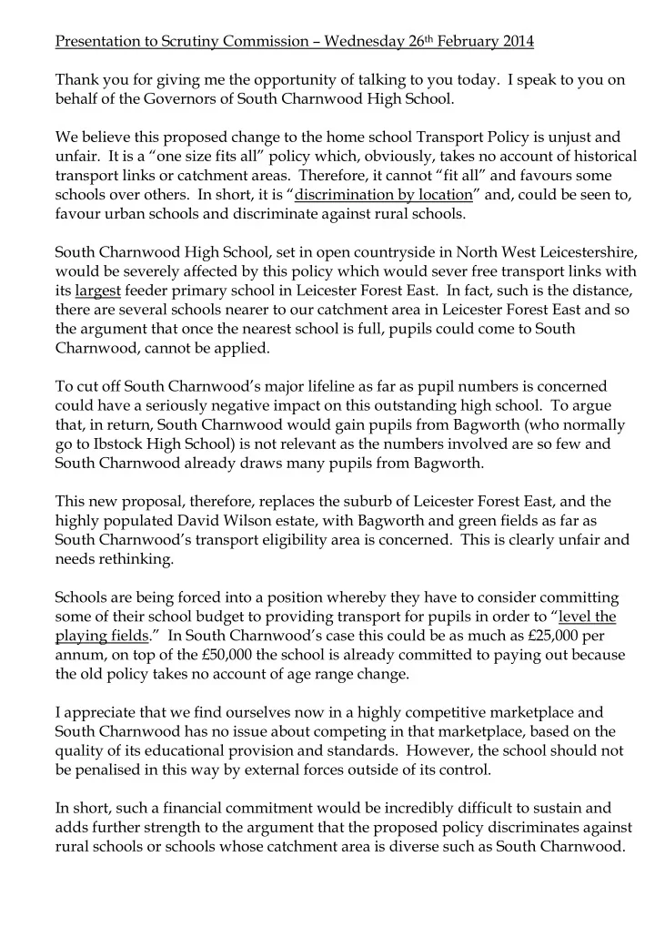 presentation to scrutiny commission wednesday 26 th