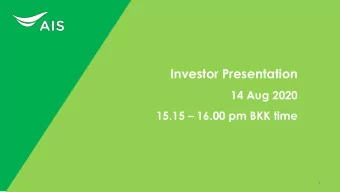 Investor Presentation  14 Aug 2020 15.15  16.00 pm BKK time  1  Agenda  2Q20 Performance