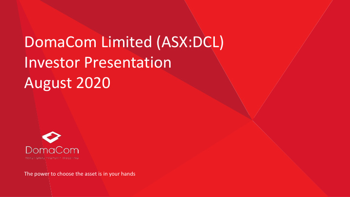 domacom limited asx dcl investor presentation august 2020