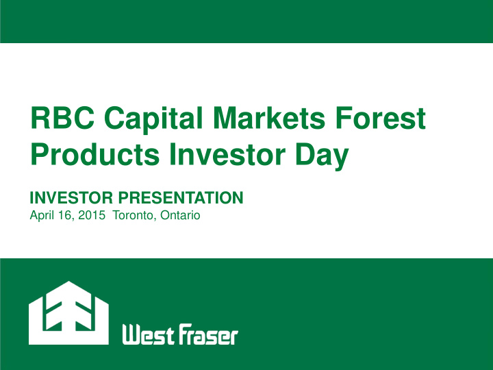 rbc capital markets forest products investor day