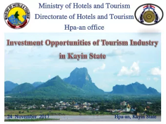 Min  inis  istry of  of H  Hot  otels and T  nd Tour  ourism  Directo  torate  te of  of H  Hot