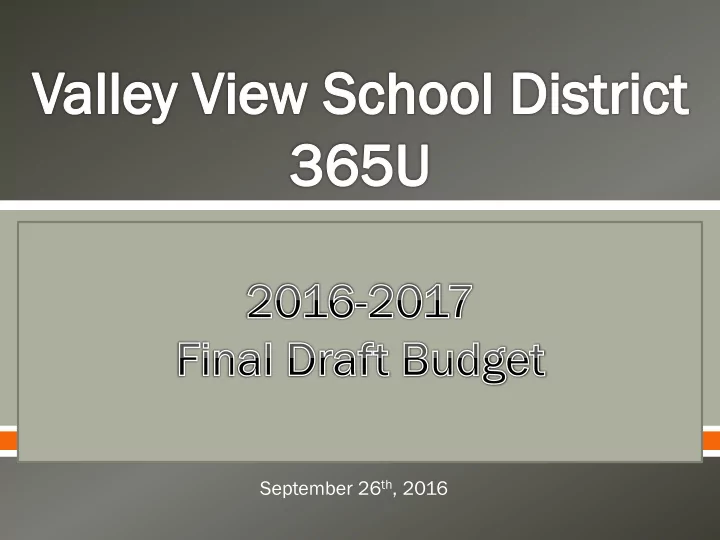 september 26 th 2016 overall budget 274 624 109 excludes