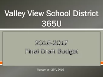 September 26 th , 2016  Overall budget  $274,624,109 (excludes $58.77M for TRS On-Behalf