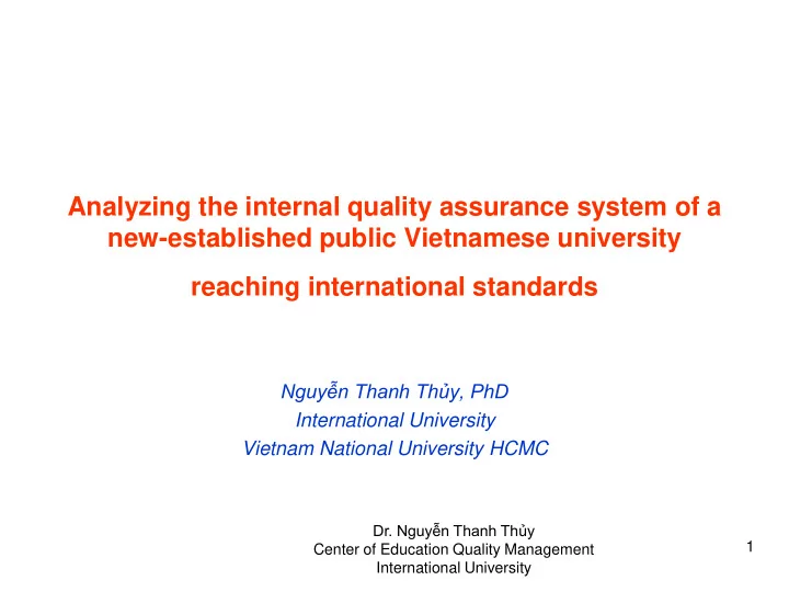 reaching international standards