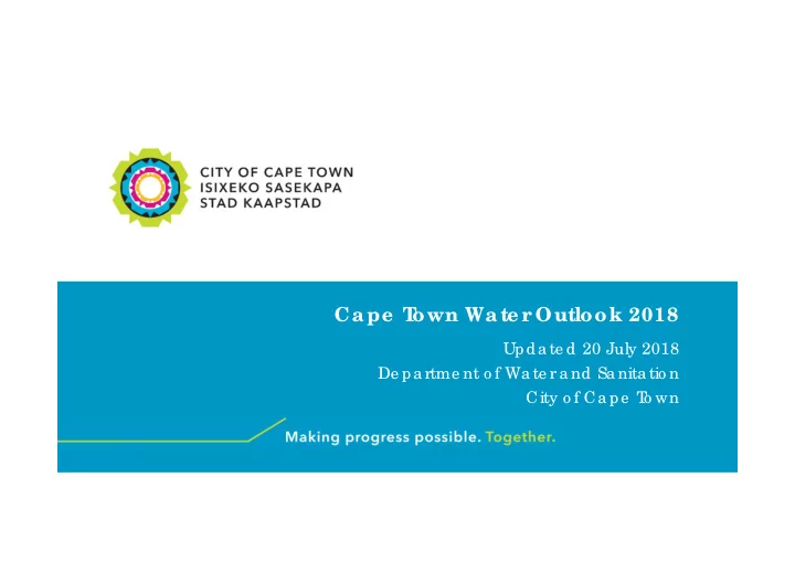 cape t own wate r outlook 2018