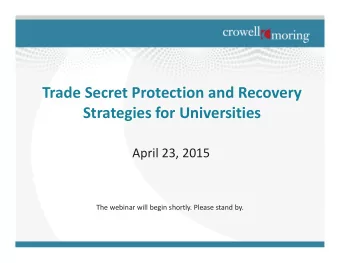 Strategies for Universities  April 23, 2015  The webinar will begin shortly. Please stand by.