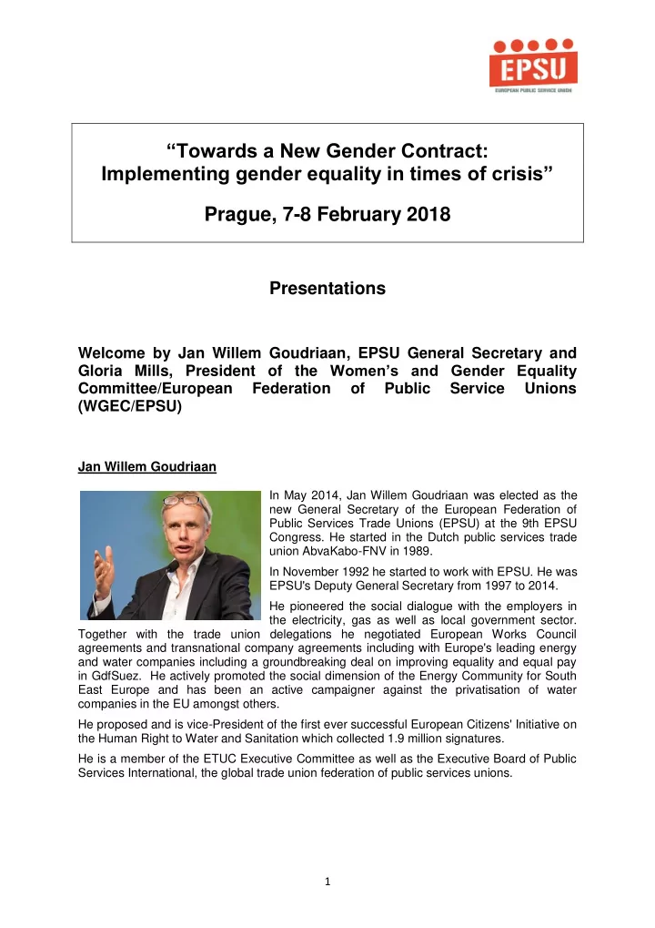 towards a new gender contract implementing gender