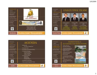 AGENDA  Introduction  Introduction  AGENDA  Agenda  SECURITIES TRADING FLOOR