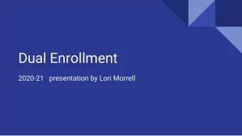 Dual Enrollment  2020-21   presentation by Lori Morrell  What is Dual Enrollment?  Dual