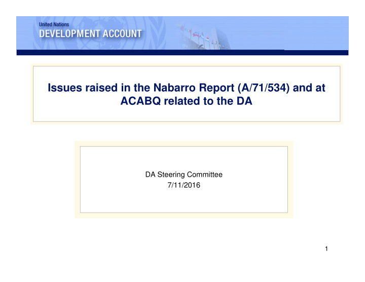 issues raised in the nabarro report a 71 534 and at acabq