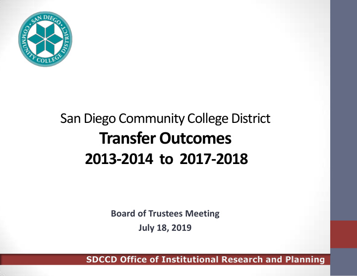 san diego community college district transfer outcomes