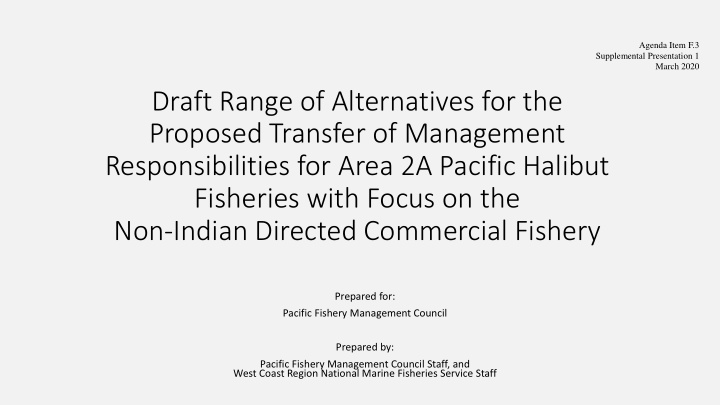 draft range of alternatives for the proposed transfer of